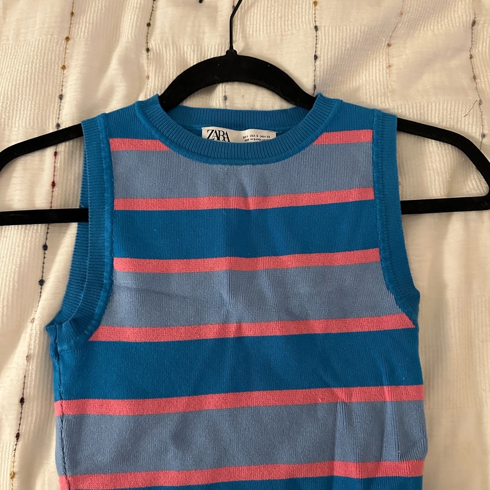 ZaraBlue and Pink Striped Top